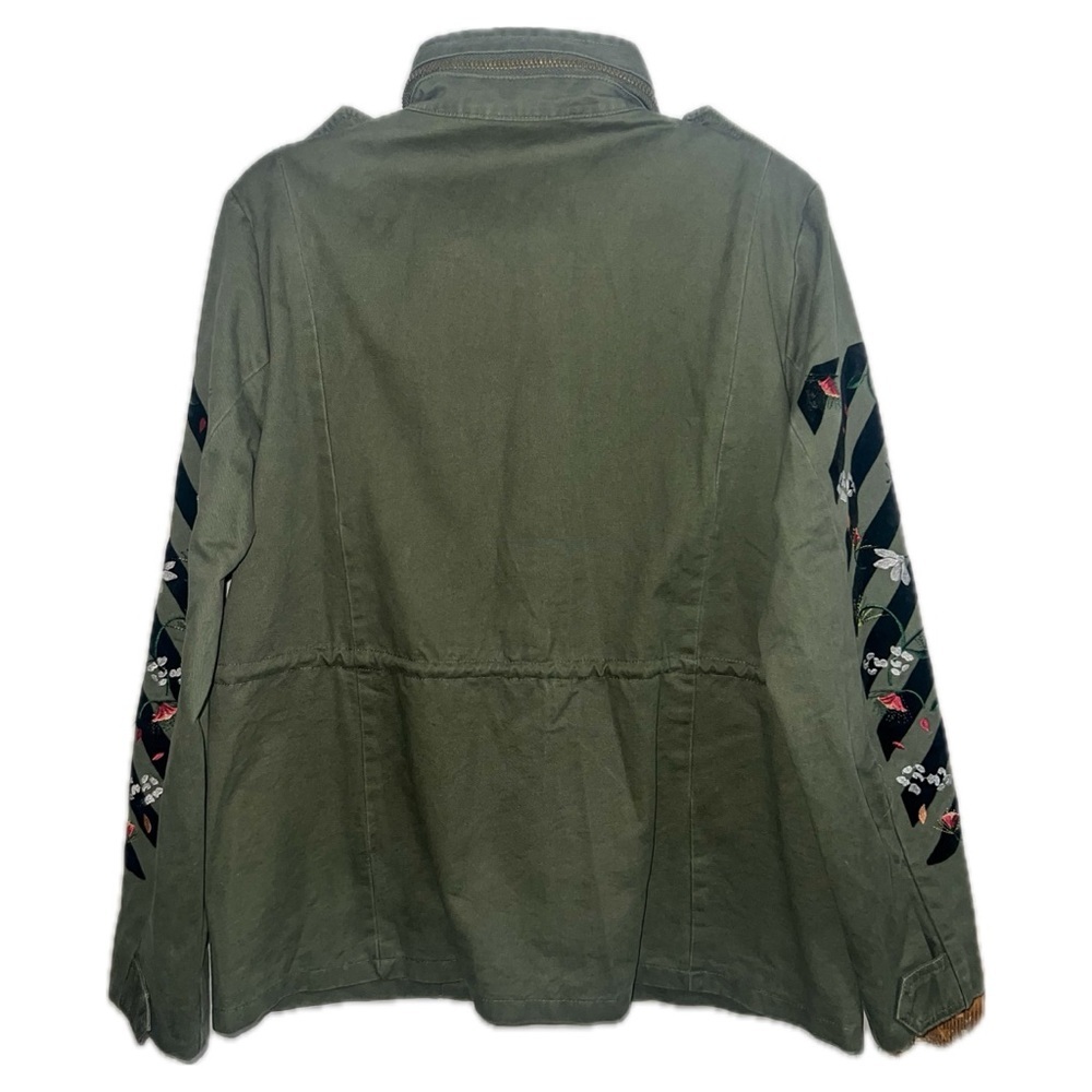 En Creme Womens Embroidery Military Jacket - Olive, Size M - Picture 12 of 12